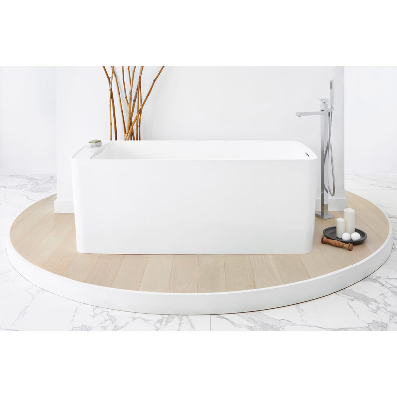 Lab 65.88'' L Soaking Bathtub, Matte White, White/Polished Chrome
