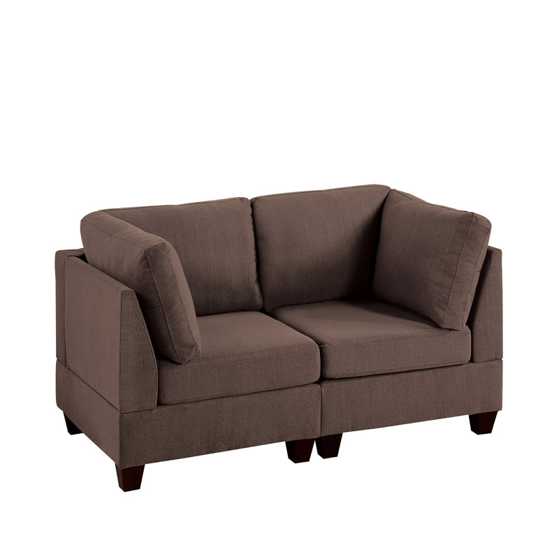 Modular - 2Pc In Black Coffee, Linen-Like Fabric Trimmed, Wood Based Chair , Coffee Tone, Fabric, Robust Frame