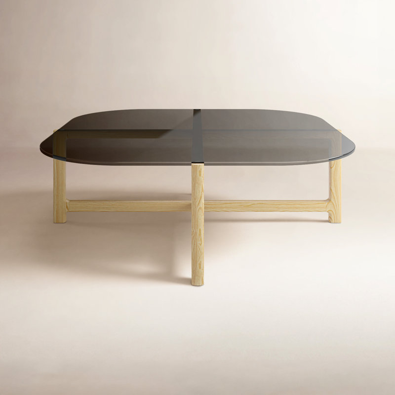 Table basse Quarry, Bois de frêne naturel, Performance fumée rétro