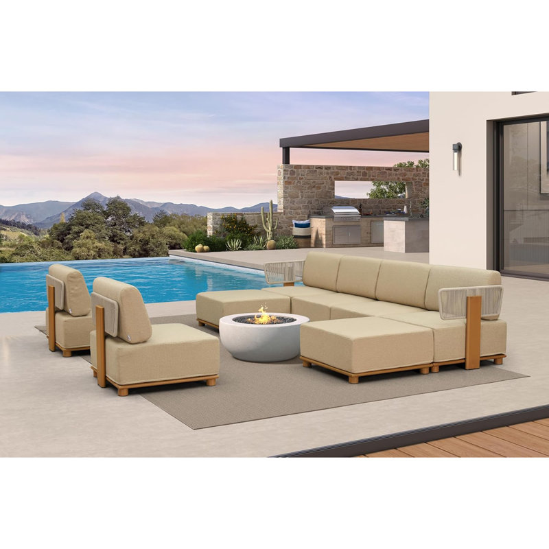 Ensemble de conversation modulaire d'extérieur PURPLE LEAF, 5 Pcs: 4-Sectionals, 2 Ottomans, 2 Sofas