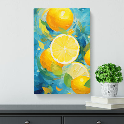 Lemon Fruit Abstract - Wrapped Canvas Print