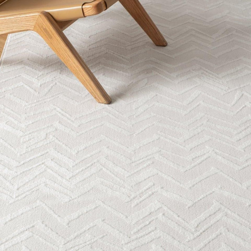 Zig Washable Rug, 2'7" x 9'2", Cream