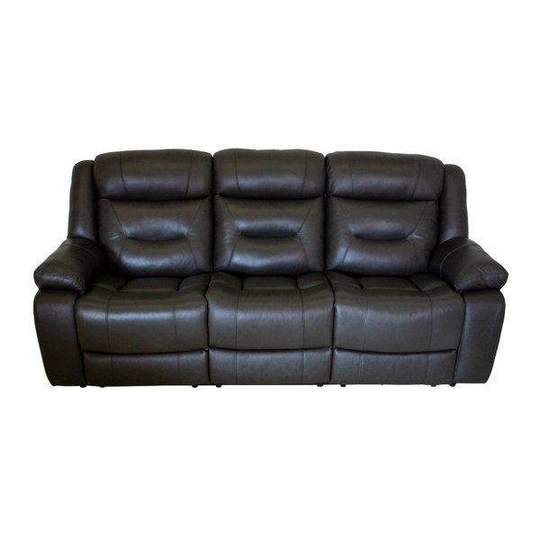 Winston Porter 85'' Leather Reclining Sofa | Wayfair