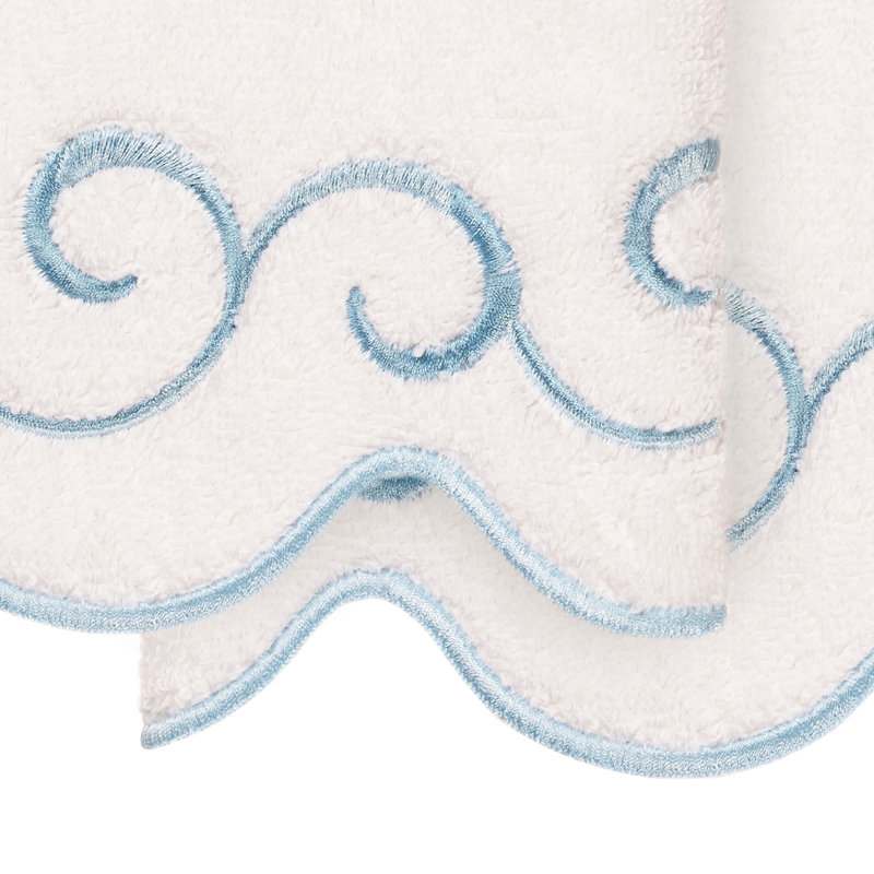  100% coton turc SIMPLICITY ensemble de serviettes à main 2 pièces, Ensemble de 2 essuie-mains, Blanc / Bleu
