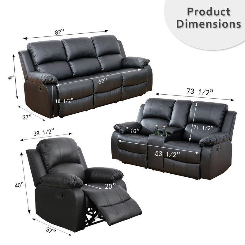 Keayon Faux Leather Recliner, Black Faux Leather