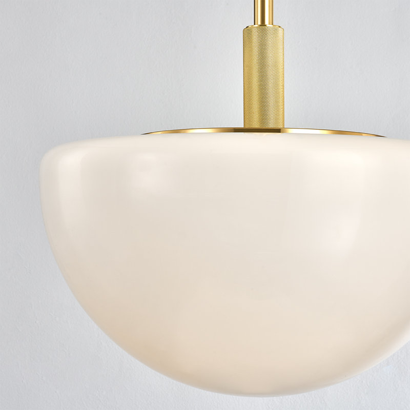 LETHBRIDGE 1 LIGHT PENDANT, 22" H x 19" W x 19" D, Aged Brass