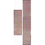 Rare Pair Of Colorful Jewel Tones Antique American Folk Art Basket Weave Design Hooked Hallway Runner Rugs