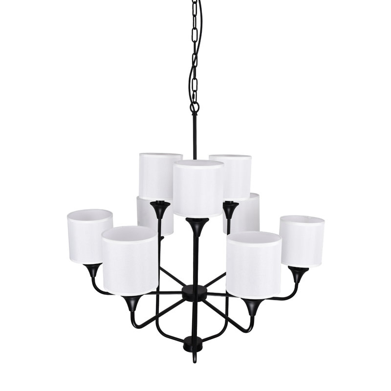 Lustre moderne à 9 lumières à intensité variable , Noir, noir, noir, noir