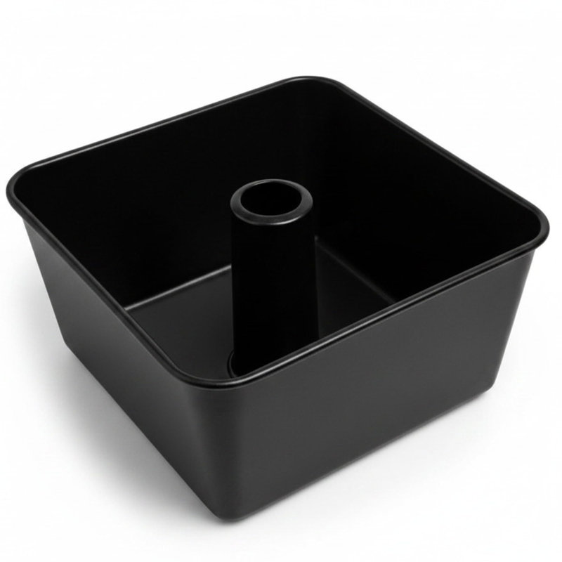 Moule à gâteau monobloc carré tubulaire, aluminium anodisé, design sans soudure, démoulage facile, répartition uniforme de la chaleur, 18 tasses, (noir)