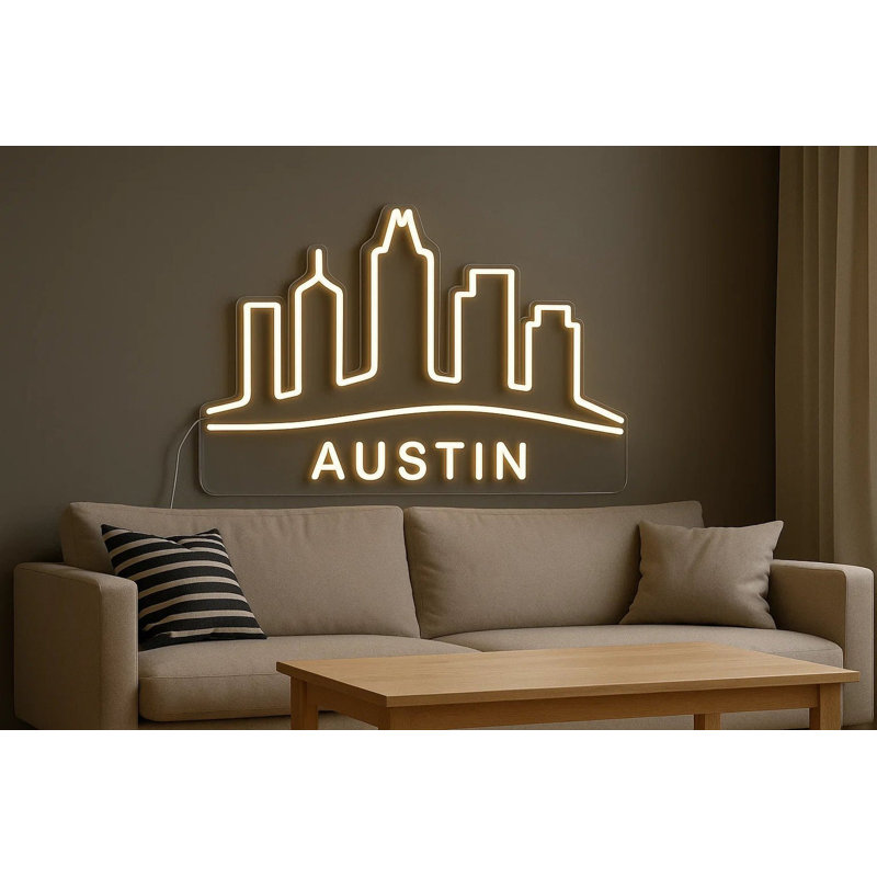 Enseigne lumineuse Austin City Skyline - 16 po x 10 po
