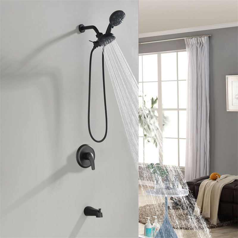 Complete Shower System with Rough in-Valve, Matte Black