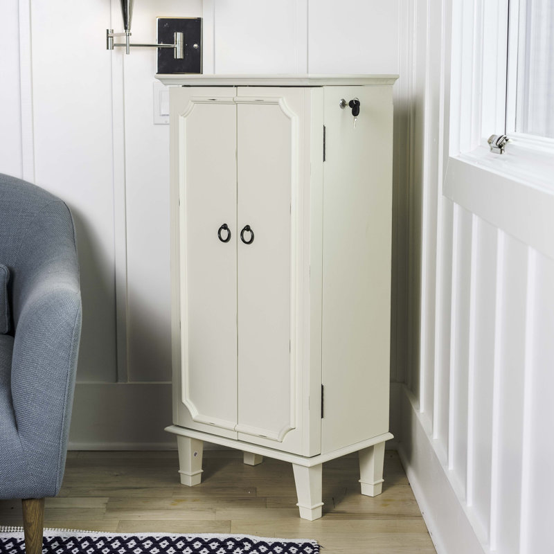 Armoire à bijoux avec miroir Maddox, Blanc