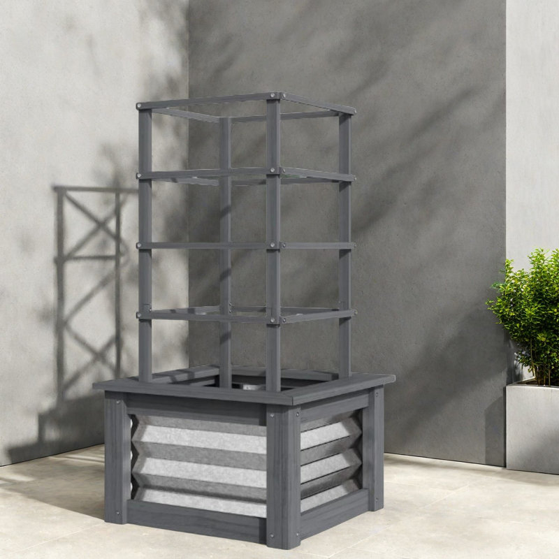 Versatile Planters, Steel And Wood Elevated Garden Bed, Modern Design For Home