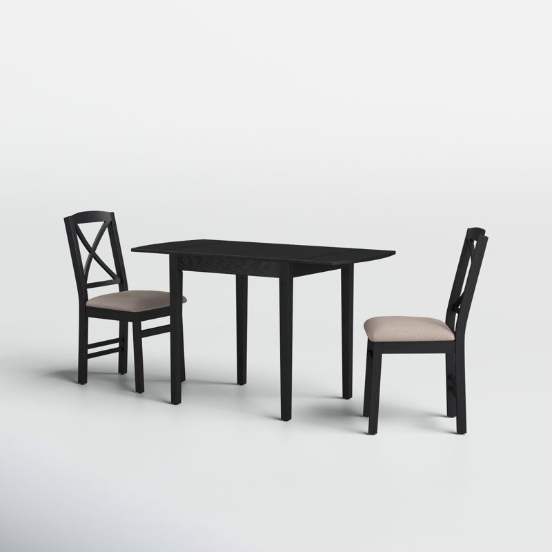 Aitana Drop Leaf 3-Piece Dining Set, Black
