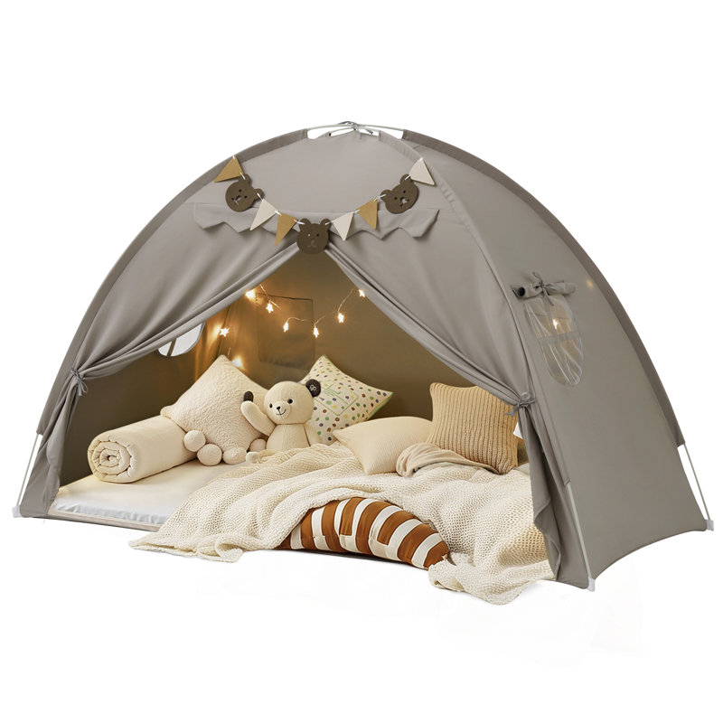 Twin Bed Tent, Bunk Bed Tent Twin Size Bed Tents with Stars Lights & Flags, Breathable Sleeping Tent Privacy Space Dream Play Tent