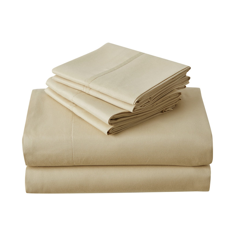 Kathy Ireland 6 Piece Brushed Microfiber Sheet Set, Full Sheet Set + 1 Fitted Sheet + 4 Pillowcases, Beige