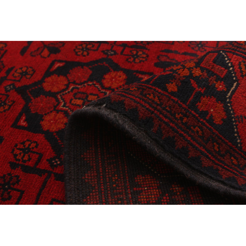 Tapis en laine rouge/noir 5 pi 2 po x 6 pi 5 po main one-of-kind-noué la 2010 Esari Turkman