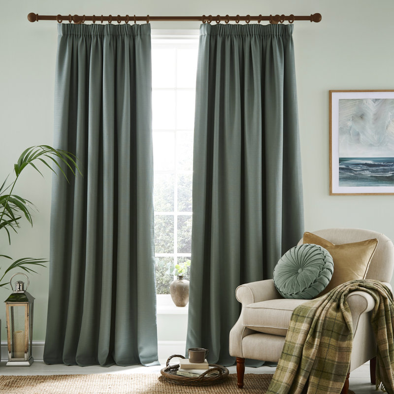 Stephanie Blackout Curtain Pair, Green, 117 W x 137 D cm