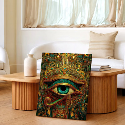 Reproduction d'art égyptien sur toile égyptien Horus Steampunk, œuvre d'art sarcelle dorée pour le salon, la chambre à coucher, le bureau, le couloir et la galerie d'appartements, décoration de maison moderne
