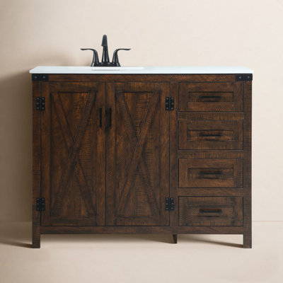Slayton 42 " W Freestanding Standard Free Standing 1 Single Vanity Bathroom Vanity With Engineered Marble Top