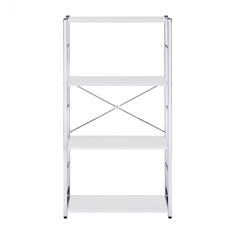 4-Tier Rectangular Bookshelf, Silver