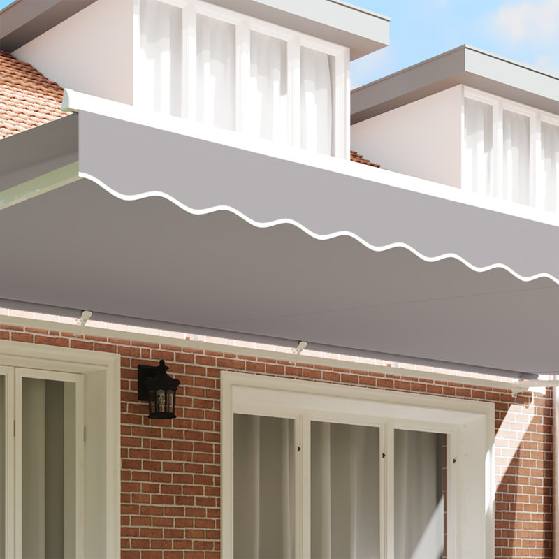 Breakwater Bay 20cm D Retractable Patio Awning, 580 cm W x 20 cm D, Light Grey