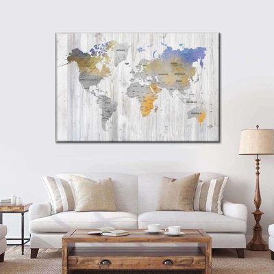 «World Map Bianco», impression sur toile