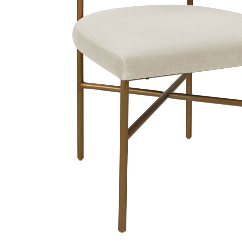 Kim 50.0cm H Velvet Upholstered Metal Side Chair in Cream