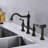 Bridge Dual Handles Kitchen Faucet With Pull-Out Side Spray In-117238333