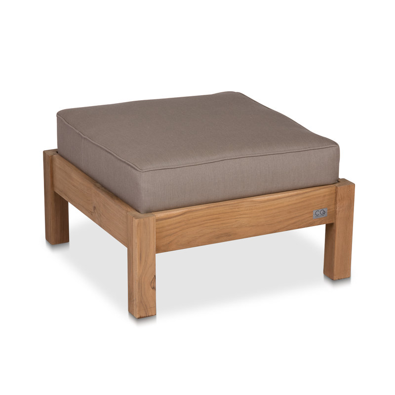 Knutsford Teak Ottoman with Sunbrella® Cushion, Sunbrella® spectre champignon