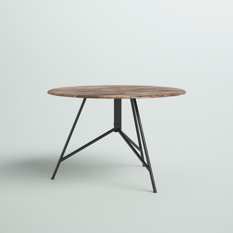 Avely Modern Round Wood and Metal Coffee Table, Natural