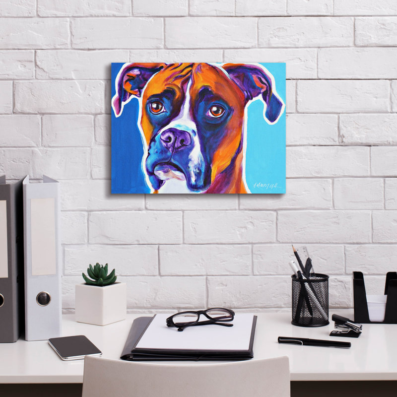 «Boxer - Rex» par Dawg Painter, H 12 po x l 16 po x P 0,75 po