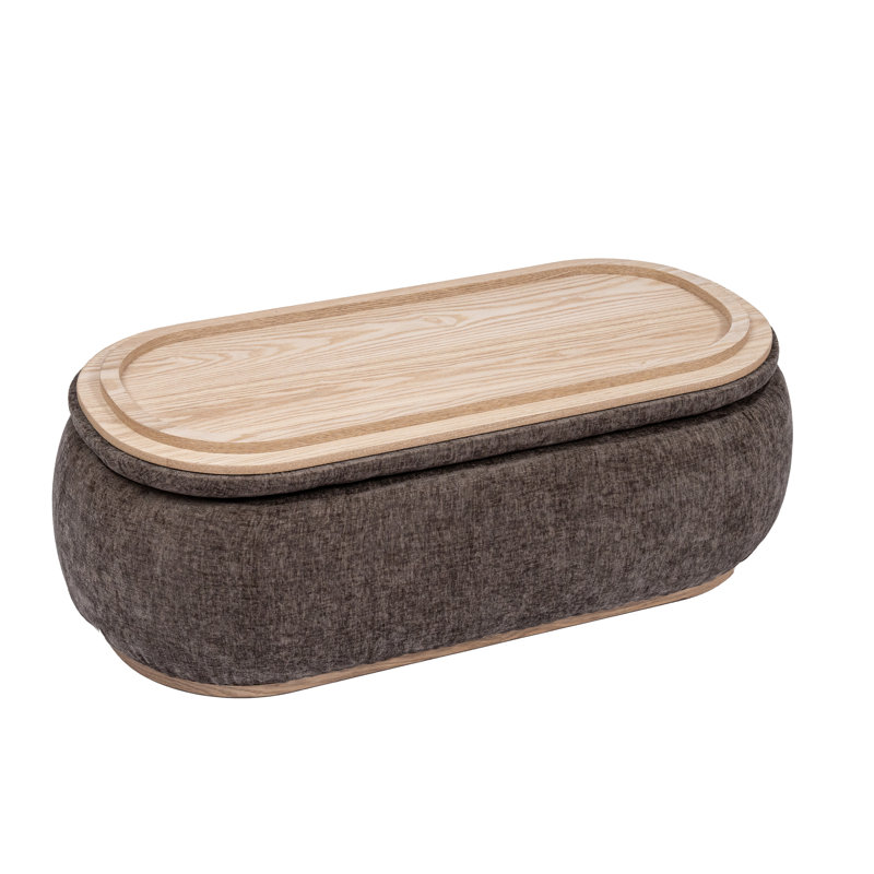 Repose-pieds avec plateau rabattable et rabattable avec plateau en bois brun L 42 po, Brun