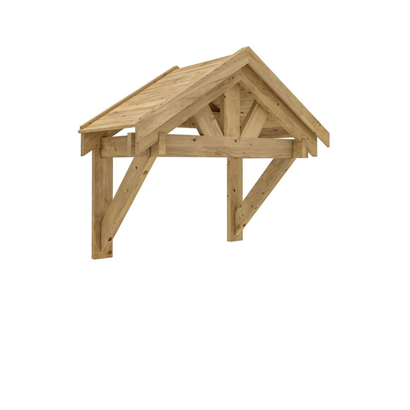 Dunster House Wooden Porch canopy 1.6m with Apex Roof, Pressure Treated Timber, 19mm Roof Thickness, Thunderdam