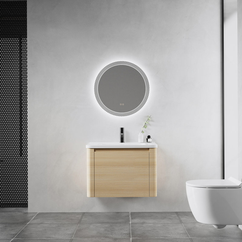 Meuble-lavabo mural avec lavabo et porte à fermeture en douceur