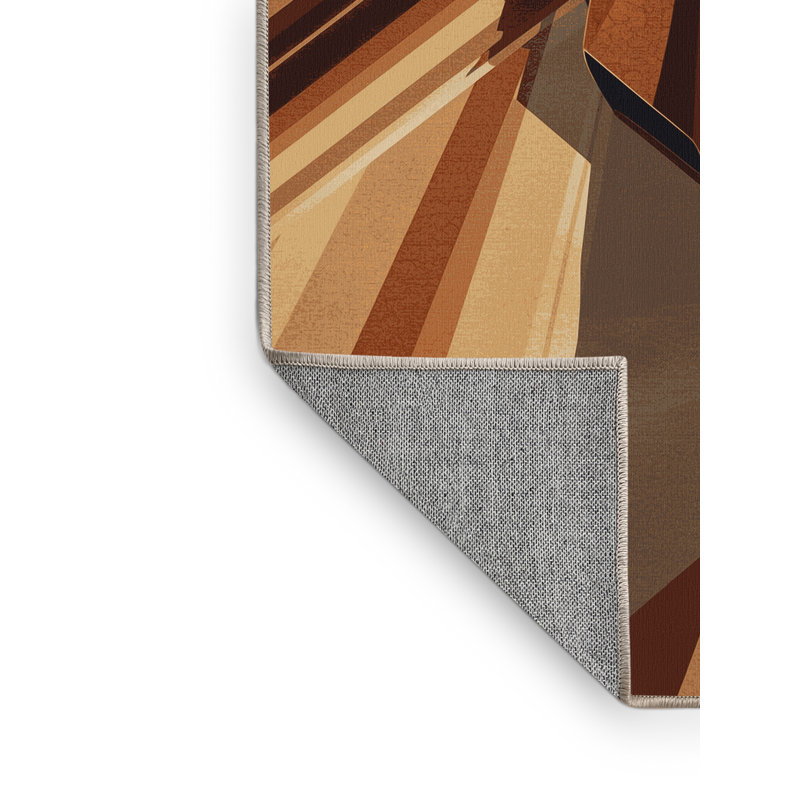 Tapis géométrique beige élégant et chic lavable à la machine - Supersonic Jet, 5 x 7