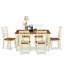 Ensemble de salle à manger rectangulaire 7 pièces en bois de cerisier couleur babeurre, avec rallonge papillon et 6 chaises à dossier à lattes.-2117724892-2117724882