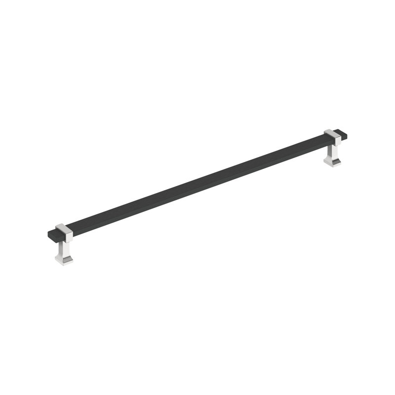 Overton 18-Inch Brushed Matte Black and Polished Chrome Appliance Pull