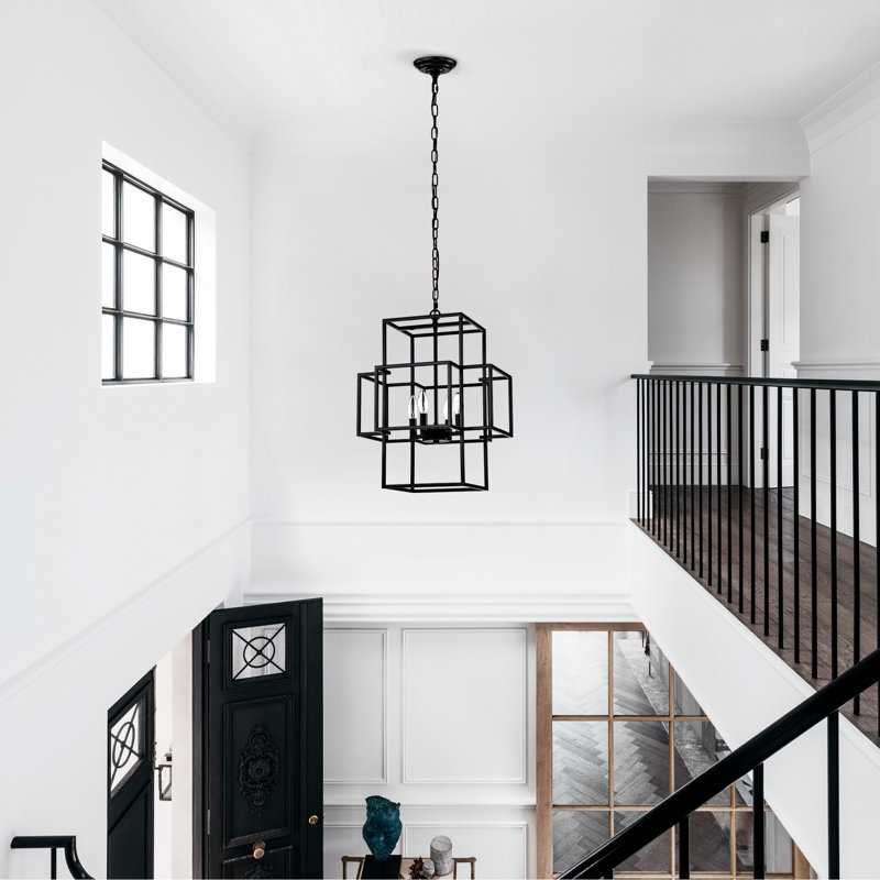 4-light Metal Lantern, Matte Black