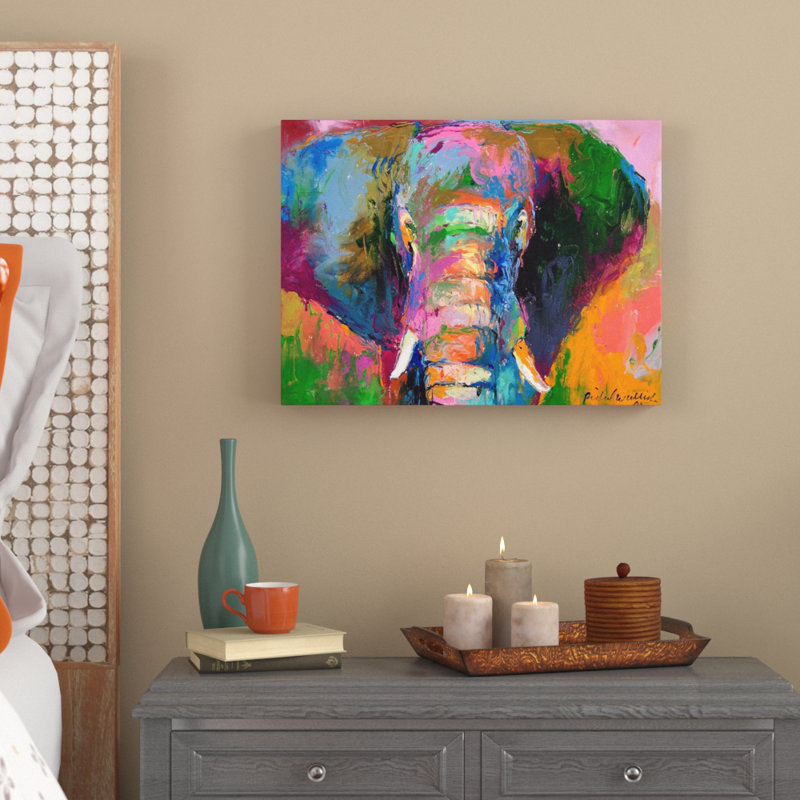 «Elephant 2», reproduction, H 14 po x l 19 po x p 2 po, Toile tendue, Pas de tapis