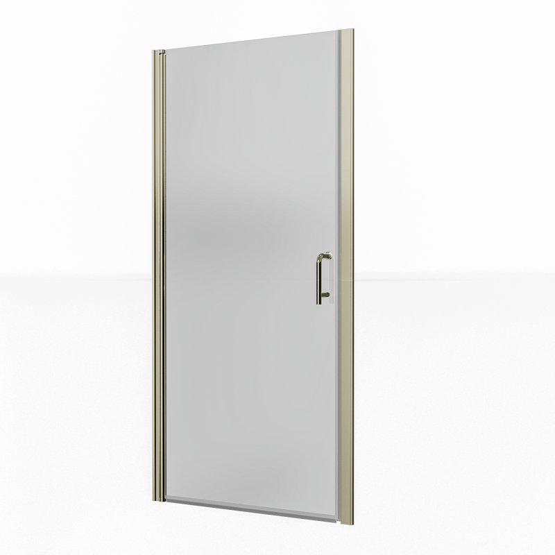 36"-37 1/4" W x 72" H Pivot Semi-Frameless Shower Door with Clear Glass, Brushed Nickel