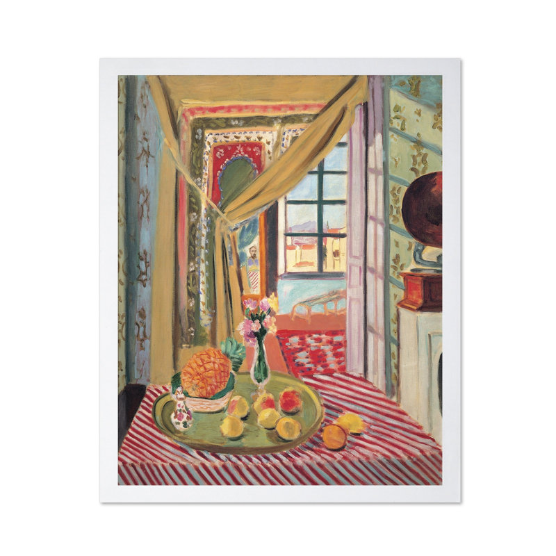 Henri Matisse - Intérieur avec Phonographe No1, Affiche, H 24 po x l 32 po, Encadrement blanc