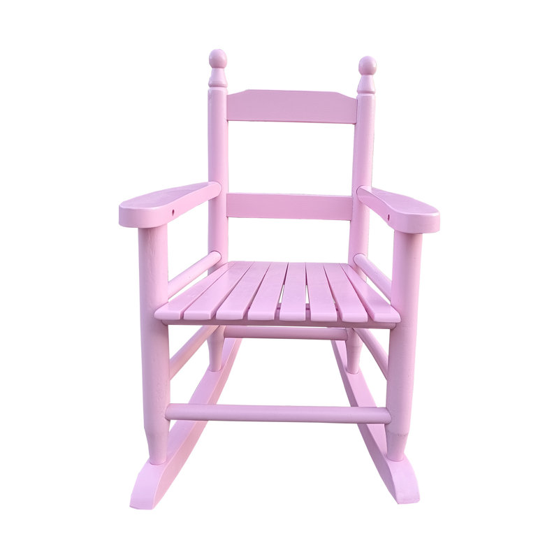 Solid Wood Children's Rocking Chair, Light Pink Indoor/Outdoor Toddler Seat, 22.8" H x 15.55" W x 22.8" D, Pink