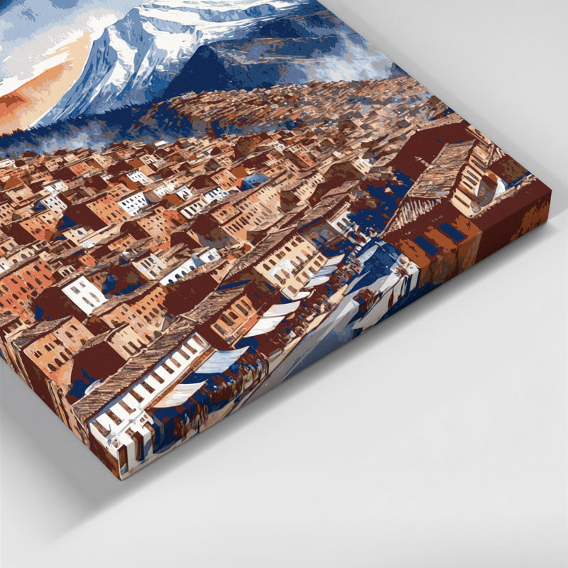 Art urbain sur toile, "Les villes", La Paz, Bolivie, H 11 po x l 14 po