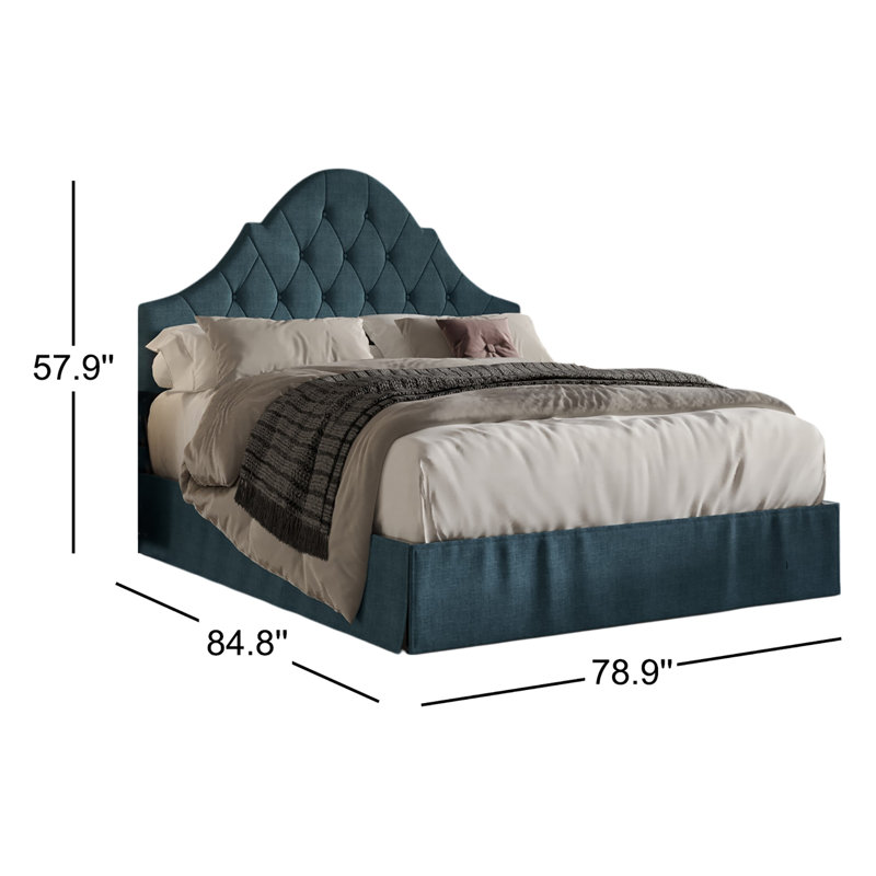 Lit tapissier standard Aleid, Bleu denim, Très grand