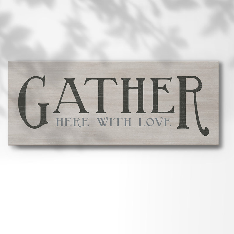 «Gather With Love» sur toile, art textuel, H 20 po x l 50 po x P 1,5 po