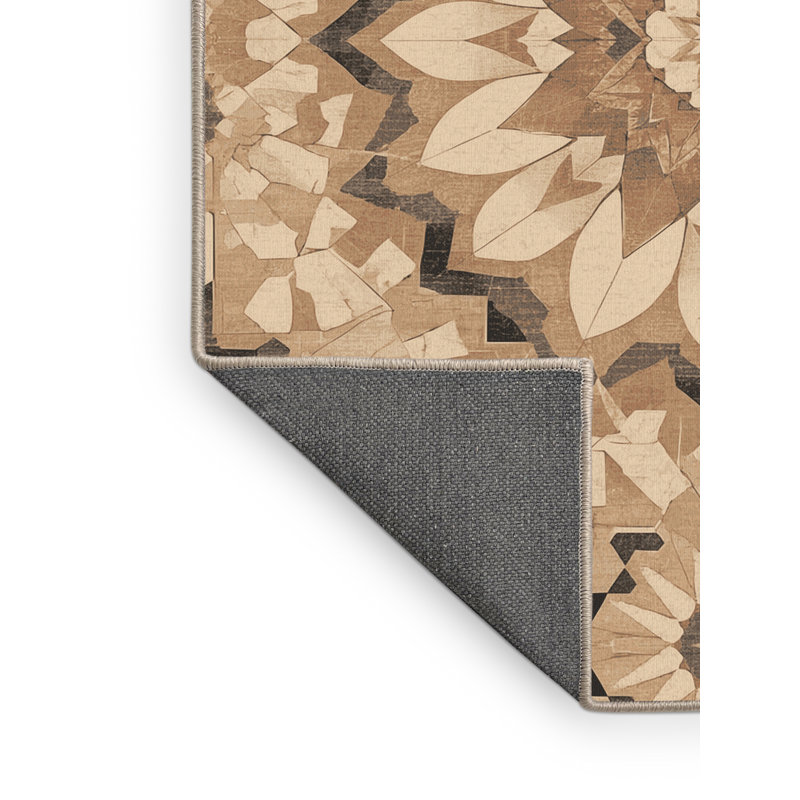 Tapis marocain doux et moelleux à motif d'inspiration mondiale brun et beige, 6 x 9