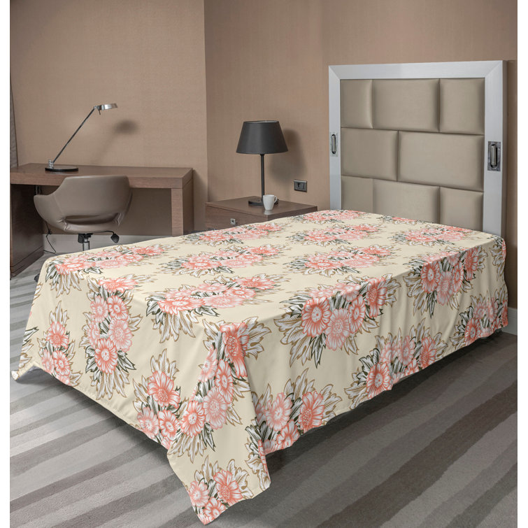 Drap plat à motif floral bohème Ambesonne