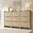 57.4'' H Rattan Shoe Cabinet with 2 Flip Drawers & Adjustable Shelves, Narrow Entryway Shoe Storage Organizer with Spacious Tabletop & Metal Handles-1348490604-1352821425