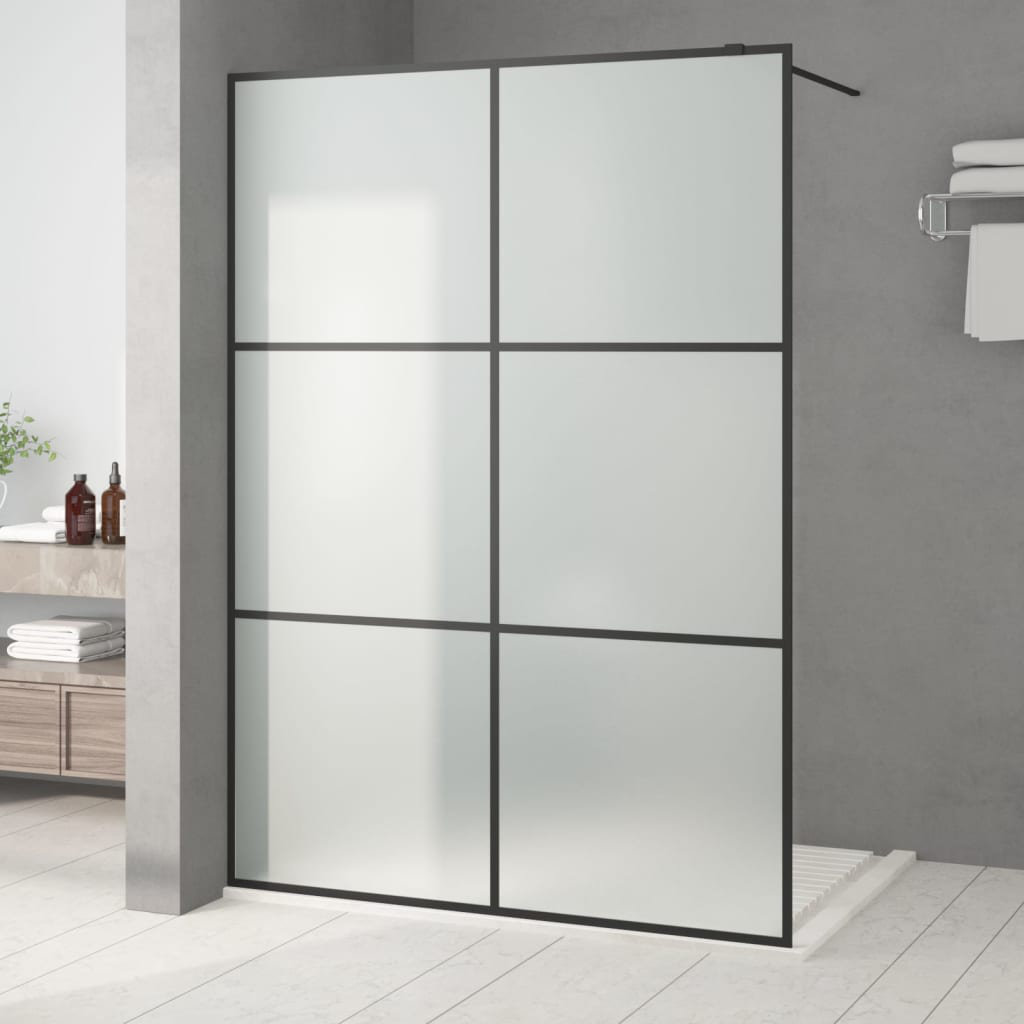 Stribling Walk-in Shower Wall Black 140x195 cm Frosted ESG Glass
